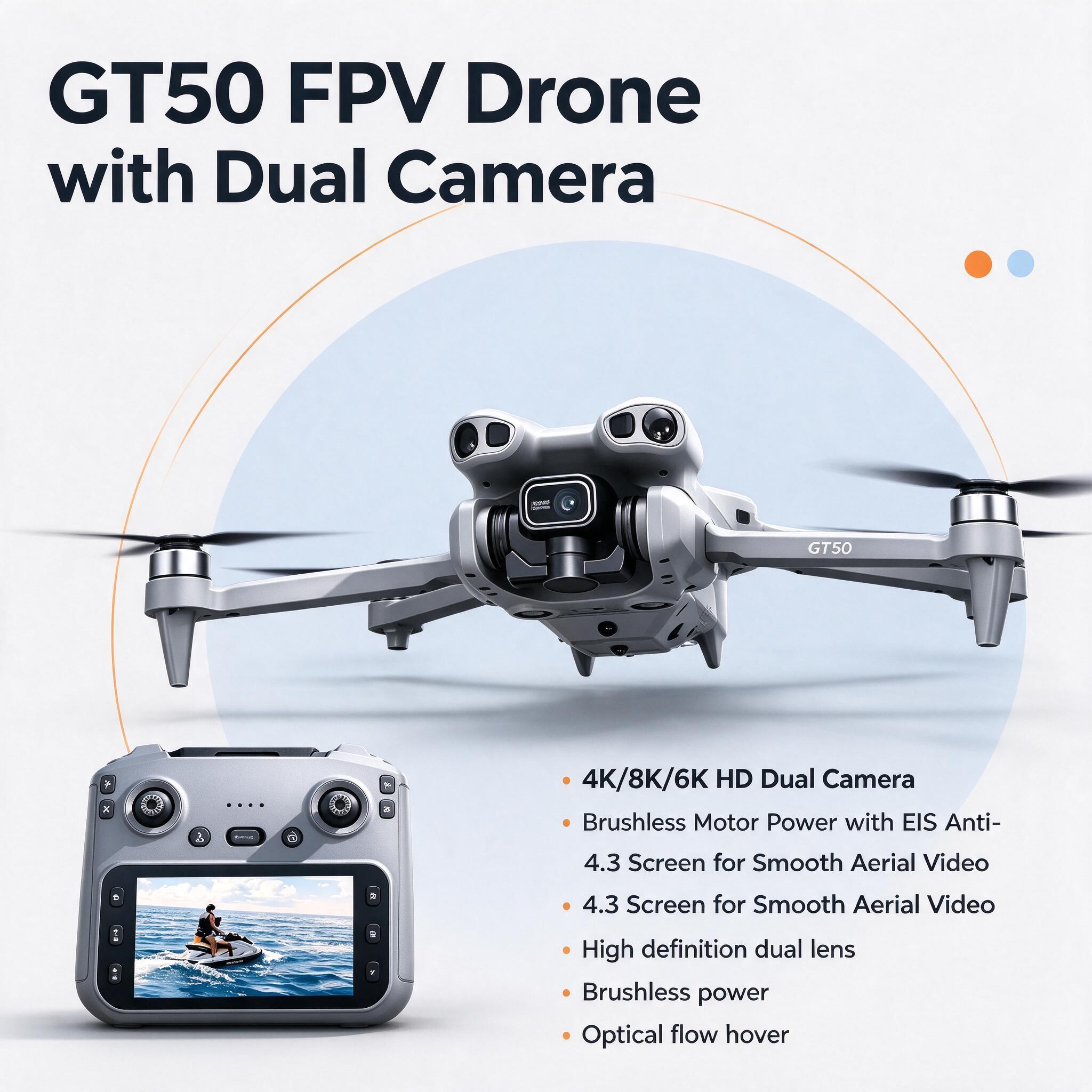 Fpv Brushless Rc Drone 4K - GT50 2,4 GHz RC-quadcopter, FPV-drone met